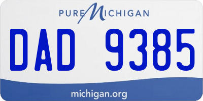 MI license plate DAD9385
