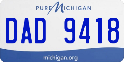 MI license plate DAD9418