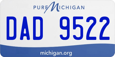 MI license plate DAD9522