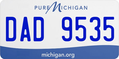 MI license plate DAD9535
