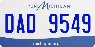 MI license plate DAD9549