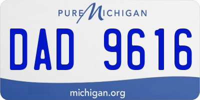 MI license plate DAD9616