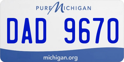 MI license plate DAD9670
