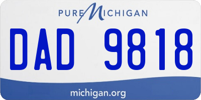 MI license plate DAD9818