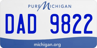 MI license plate DAD9822