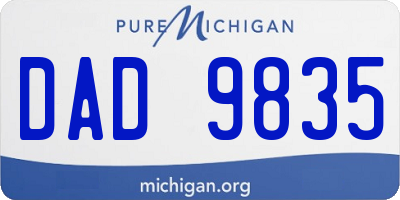 MI license plate DAD9835