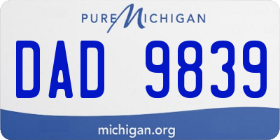 MI license plate DAD9839