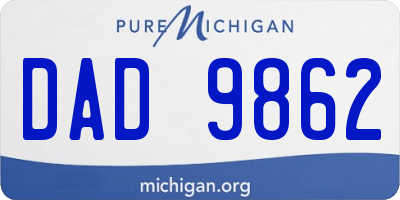 MI license plate DAD9862