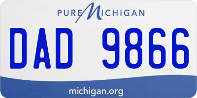 MI license plate DAD9866