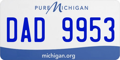 MI license plate DAD9953