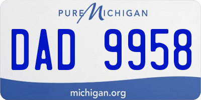 MI license plate DAD9958