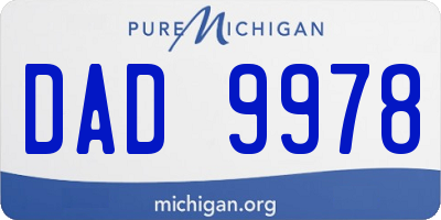 MI license plate DAD9978