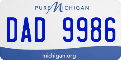 MI license plate DAD9986