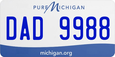 MI license plate DAD9988