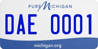 MI license plate DAE0001