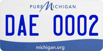 MI license plate DAE0002