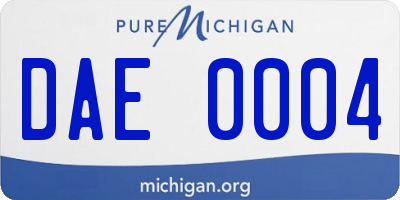 MI license plate DAE0004