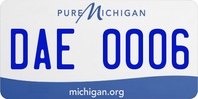 MI license plate DAE0006