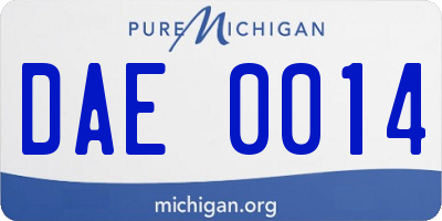 MI license plate DAE0014