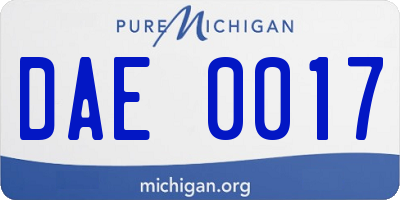 MI license plate DAE0017