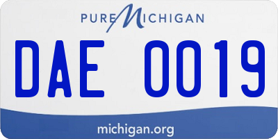 MI license plate DAE0019