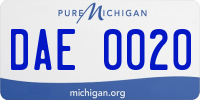 MI license plate DAE0020
