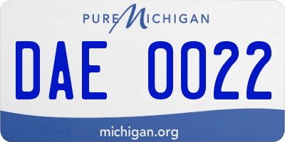 MI license plate DAE0022