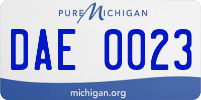 MI license plate DAE0023