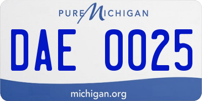MI license plate DAE0025