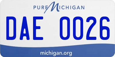 MI license plate DAE0026