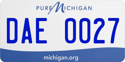 MI license plate DAE0027