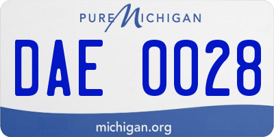 MI license plate DAE0028