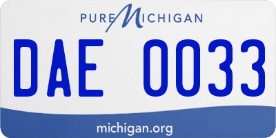 MI license plate DAE0033