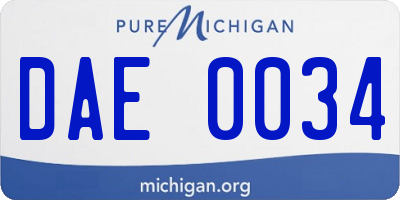 MI license plate DAE0034