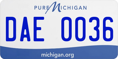 MI license plate DAE0036