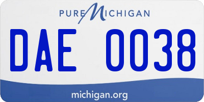 MI license plate DAE0038