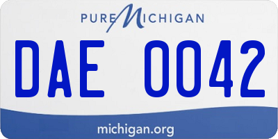 MI license plate DAE0042