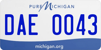 MI license plate DAE0043