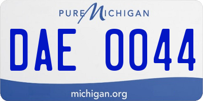 MI license plate DAE0044