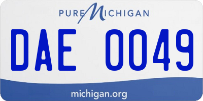 MI license plate DAE0049