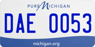 MI license plate DAE0053