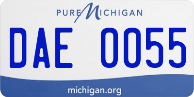 MI license plate DAE0055