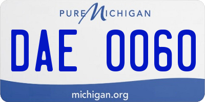 MI license plate DAE0060