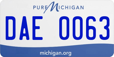 MI license plate DAE0063