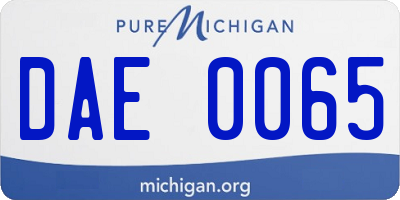 MI license plate DAE0065