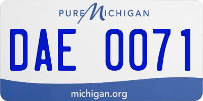 MI license plate DAE0071