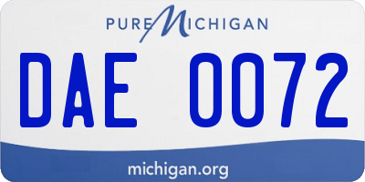 MI license plate DAE0072