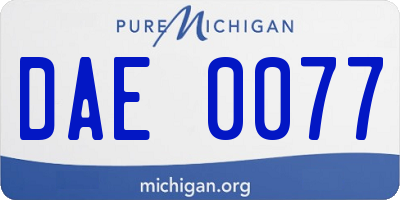 MI license plate DAE0077