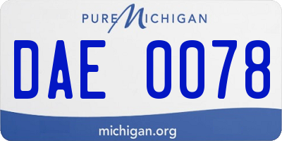 MI license plate DAE0078