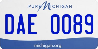 MI license plate DAE0089